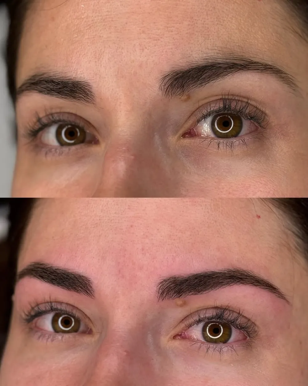 Before and after hair-stroke microblading in Málaga