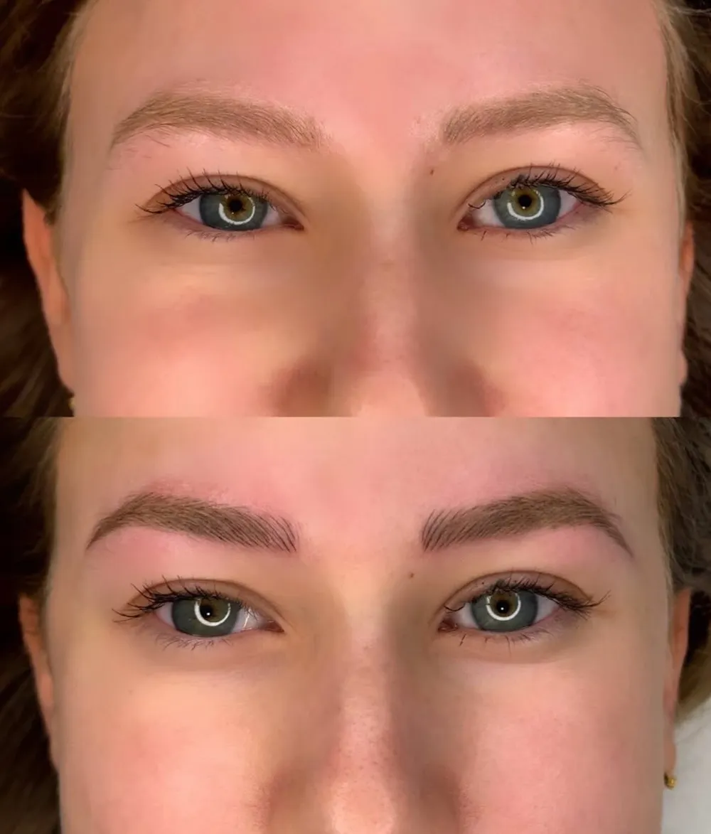 Antes y después de micropigmentación de cejas pelo a pelo en Málaga