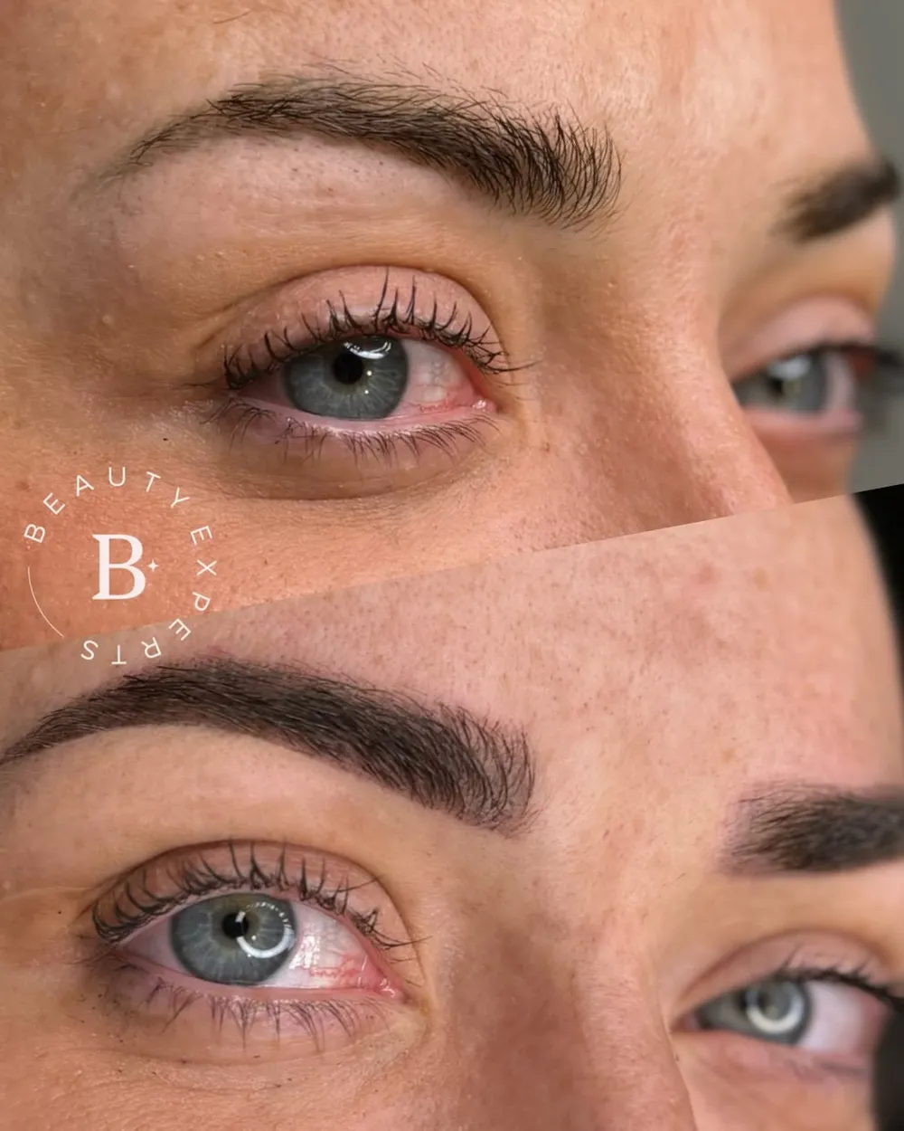Antes y después de micropigmentación de cejas efecto shading en Málaga