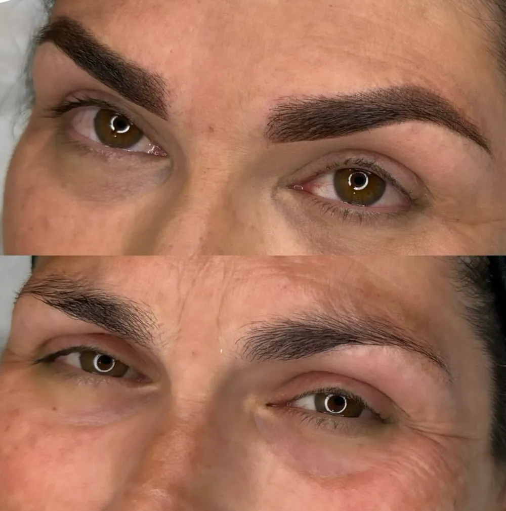 Antes y después de micropigmentación de cejas efecto shading en Málaga