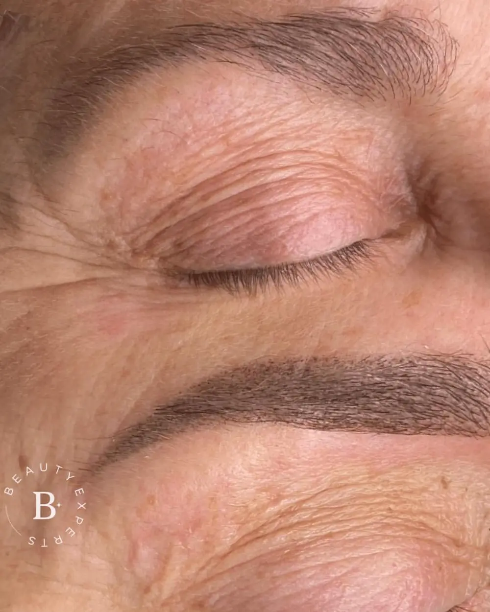 Detalle de cejas con micropigmentación de cejas efecto shading